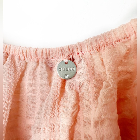 Guess Smicked Cinched Peplum Blush Pink Blouse size Medium - Picture 6 of 9